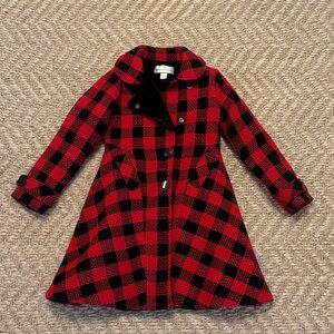 Chic Kids Red and Black Plaid Pea Coat
